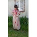 Boho Style Ukrainian Embroidered Maxi Broad Dress Mocco with Red Embroidery